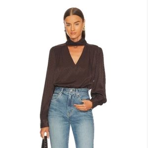 Jonathan Simkhai Janelle Jacquard Mock Top in Chocolate - SZ Sm